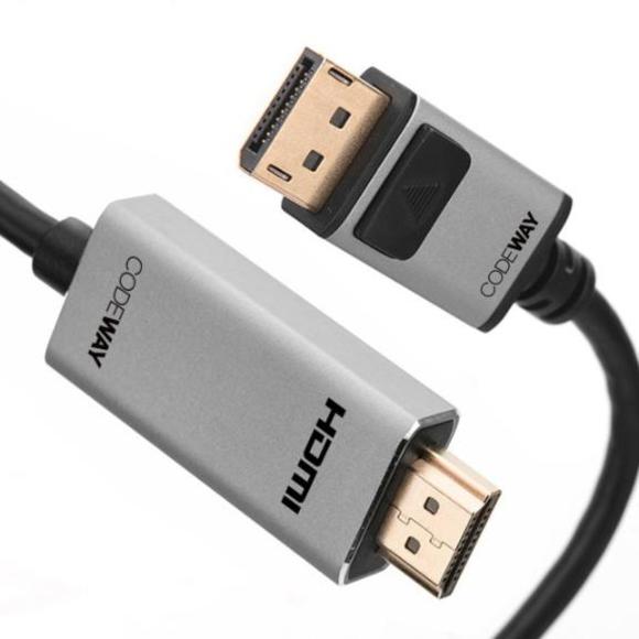 [리퍼브] 코드웨이 DP to HDMI 케이블 4K30Hz 20핀 더미 UHD 8K 1m