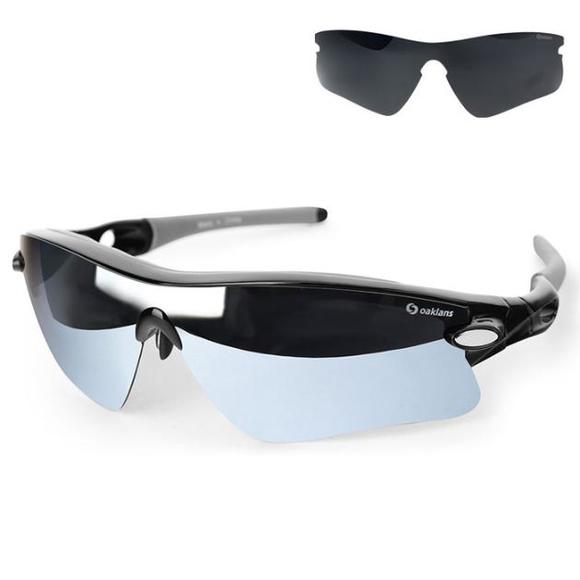 [세컨더리] 오클랜즈 렌즈2종 Q360 편광선글라스 스포츠고글 블랙프레임/실버밀러편광+블랙편광렌즈