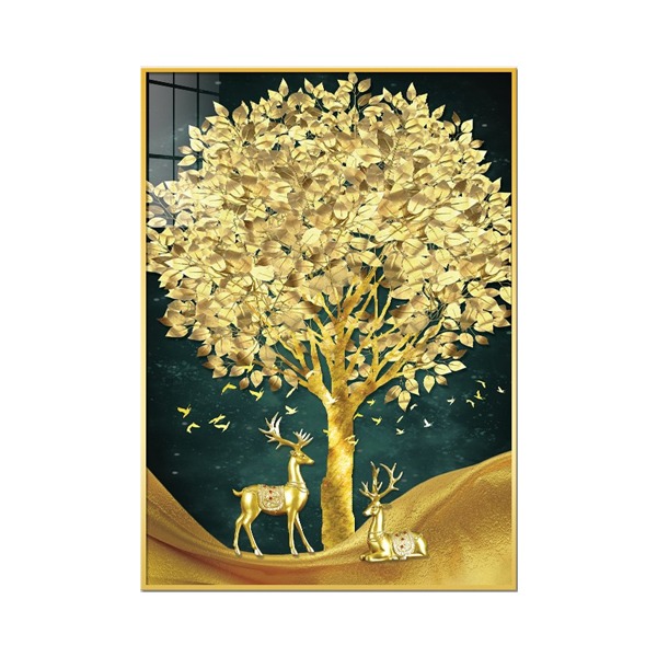 [미사용 리퍼] 아트블루 부자되는 황금 코인 나무 그림 풍수 인테리어 소품 액자