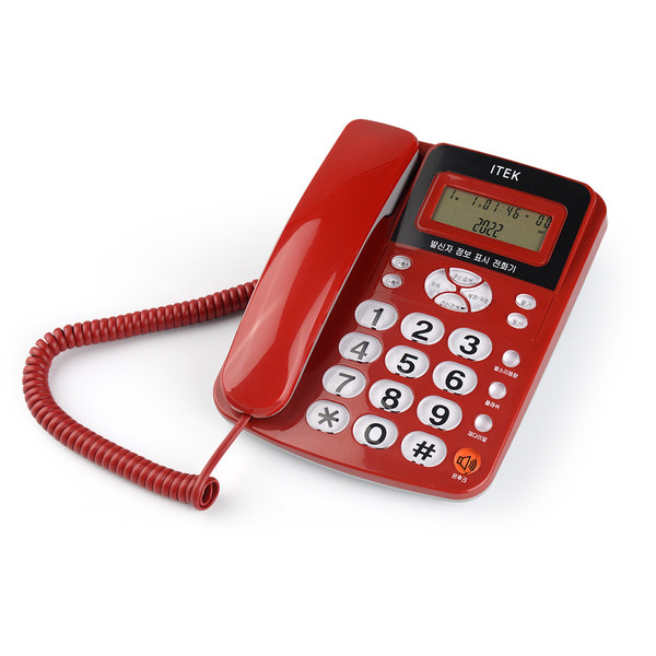 [중고] 아이텍 발신자정보표시 CID 유선전화기, IK-320, 레드