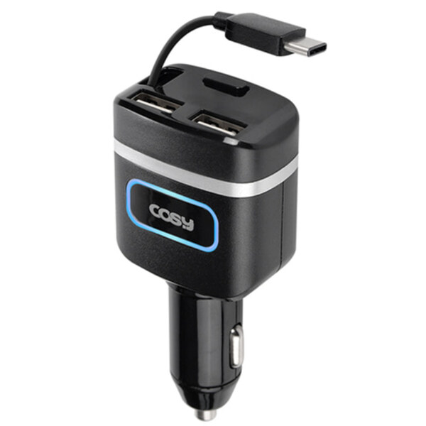 [리퍼브] QC3.0 USB 2포트 차량용충전기(타입C,자동감김)