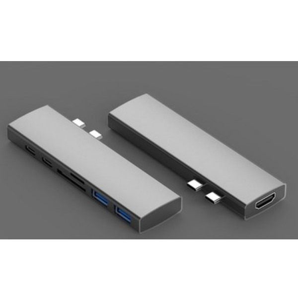 [미사용 리퍼] BASIX USB C타입 올인원 알루미늄 맥북프로 멀티허브 7in1 미러링 덱스 그레이