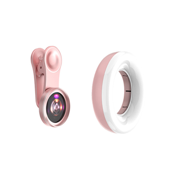 [중고] 일우 스마트폰 접사렌즈 LED 라이팅, 핑크
