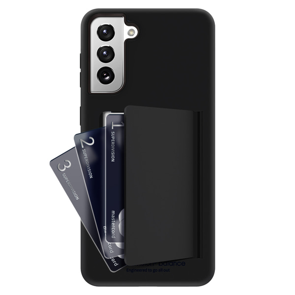[리퍼브] 3장 카드 수납 밸런스 듀얼 레이어 범퍼 휴대폰 케이스 / 블랙 갤럭시 S21 플러스