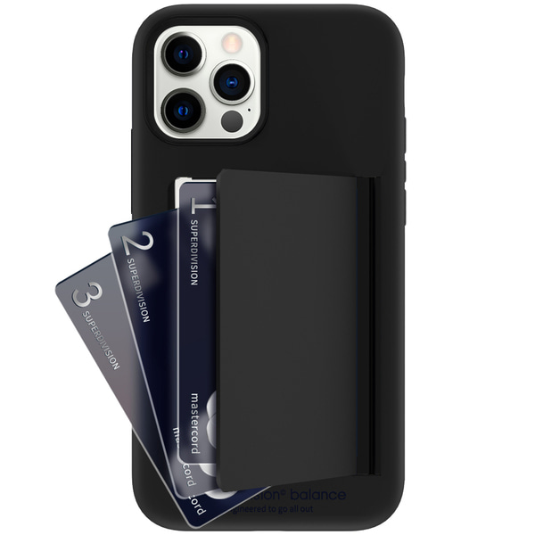 [미사용 리퍼] 3장 카드 수납 밸런스 듀얼 레이어 범퍼 휴대폰 케이스 / 블랙 아이폰 12 Pro Max