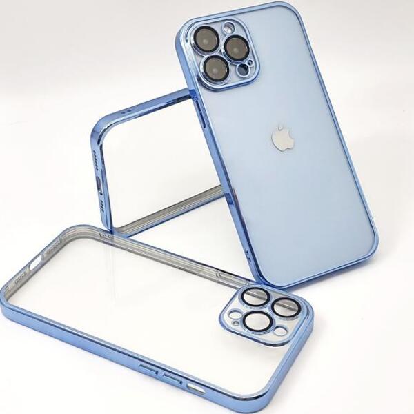 [리퍼브] ecodot아이폰13 미니 프로 맥스 슬림핏 카메라 보호 투명 케이스+강화유리3매 세트 / 아이폰13 pro max 시에라블루
