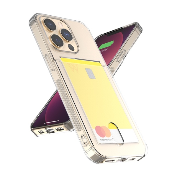 [리퍼브] 더블유케이스 프리미엄 에어범퍼 투명카드포켓 휴대폰케이스 + 스크래치 방지필름 / 아이폰13 Pro
