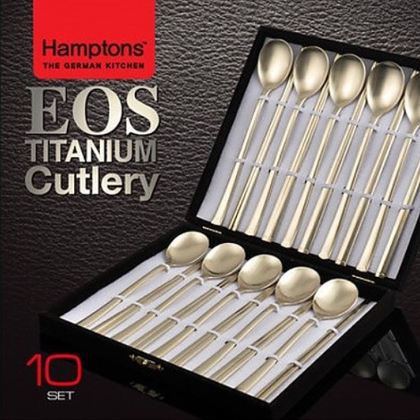[새상품] [미개봉] Hamptons 독일햄튼 EOS 티타늄 수저우단세트 10P (HTETC-10PW)