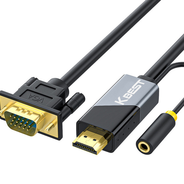 [미사용 리퍼] 케이베스트 오디오지원 HDMI TO VGA 케이블 / 2.0m