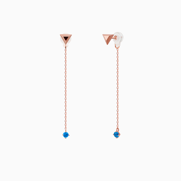 [리퍼브] 킨트 주얼리 14K 트라이앵글 블루 포인트 드롭 귀걸이 14K 로즈골드 + 쇼핑백