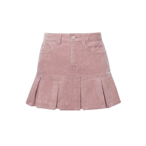[101037][미사용 리퍼] Heart Pleats Corduroy Skirt Pink M