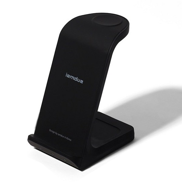 [세컨더리] 아이엠듀 아이폰 3in1 무선충전기 고속 애플워치 에어팟, 1개, 블랙