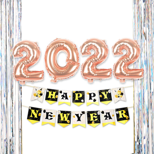 [미사용 리퍼] [특가제품] 2022 실버 벌룬 신년 파티세트(40인치 로즈골드)