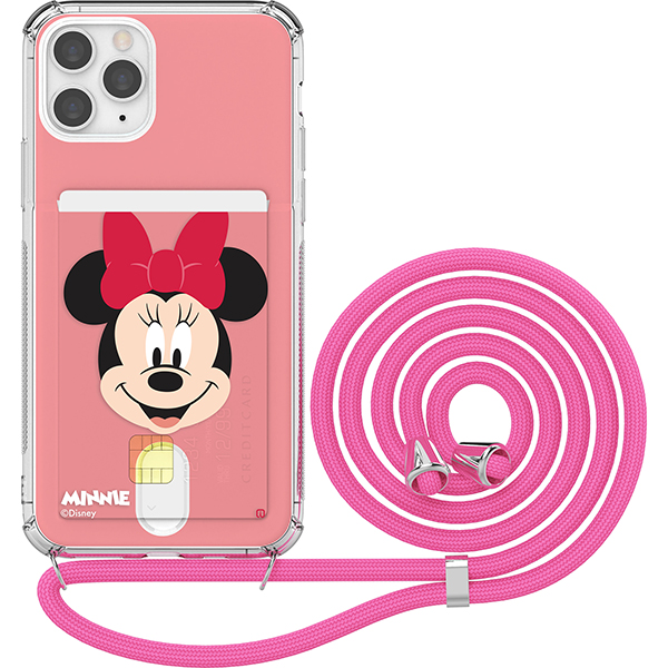 [101037][미사용 리퍼] 디즈니 페이스 투명 방탄 카드 목걸이 휴대폰 케이스 미니 마우스