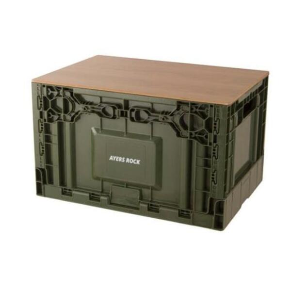 [S급 리퍼] 스카이트립 에어즈락 폴딩박스 차박 세트 오픈형 올리브그린(박스)+티크 + 애쉬(상판) 63리터 525mm