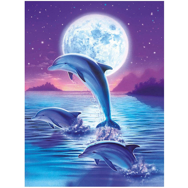 [B급 리퍼] 메이리앤 보석십자수 DIY 비즈공예 키트 30 x 40 cm,0013.돌고래와 달