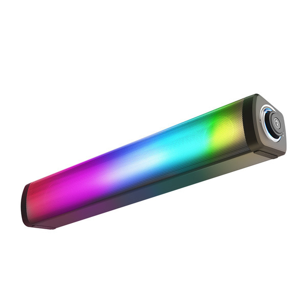 [101046][S급 리퍼] 로이체 2채널 멀티미디어 레인보우 RGB LED 터치방식 게이밍 사운드바 스피커 RSB-G1000 블랙