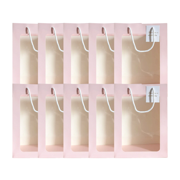[101046][S급 리퍼] 마켓감성 투명창 선물 쇼핑백 10P, 핑크