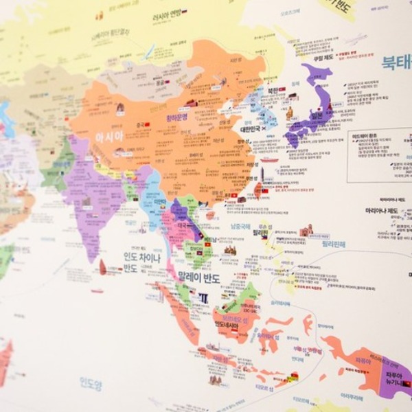 [101036][S급 리퍼] 에이든 세계지도 포스터 아이보리 - 인테리어 지도 보기